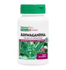 Травы Natures Plus Ашваганда, 450 мг, Ashwagandha, Herbal Actives, 60 Вегетарианских Капс (NAP-07108)