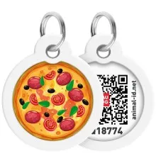Адресник для животных WAUDOG Smart ID с QR паспортом "Пицца", круг 25 мм (225-4038)