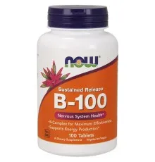 Вітамін Now Foods B-Комплекс Повільного Вивільнення, B-100, 100 таблеток (NOW-00439)