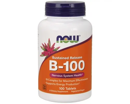 Вітамін Now Foods B-Комплекс Повільного Вивільнення, B-100, 100 таблеток (NOW-00439)