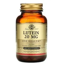 Антиоксидант Solgar Лютеин, 20 мг, Lutein, 60 гелевых капсул (SOL-01675)