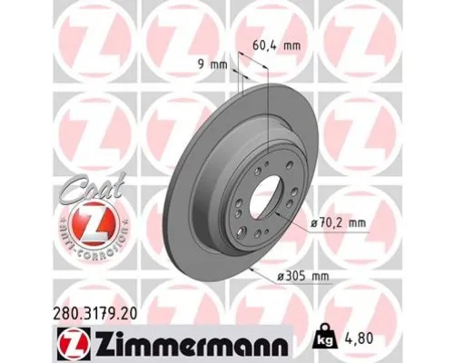 Тормозной диск ZIMMERMANN 280.3179.20