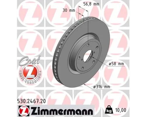 Тормозной диск ZIMMERMANN 530.2467.20