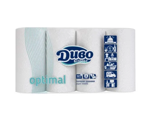 Бумажные полотенца Диво Бизнес Optimal 2 слоя 8 рулонов (4820003833605)