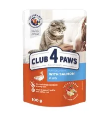 Вологий корм для кішок Club 4 Paws у желе з лососем 100 г (4820083908873)
