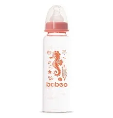 Бутылочка для кормления Baboo Стеклянная, антиколиковая, 240 мл, 3+ мес (Sea Life / оранжевая) (3-118)