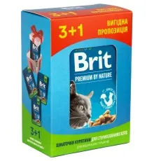 Вологий корм для кішок Brit Premium Cat з куркою для стерилізованих 3+1 100 г (2700000030356)