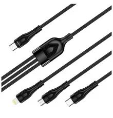 Дата кабель USB 2.0 AM to Lightning + Micro 5P + Type-C 1.2m 3.0A (PD60W data) Black ColorWay (CW-CBPDU3060-BK)
