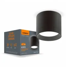 Світильник точковий Videx IP44 під лампу GX53 накладний Чорний (VL-SPF19A-B)