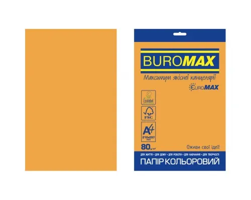 Бумага Buromax А4, 80g, NEON orange, 20sh, EUROMAX (BM.2721520E-11)
