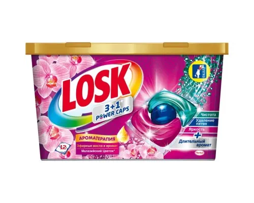 Капсули для прання Losk Тріо-капсули Ефірні олії та малайзійська квітка 12 шт. (9000101502756)