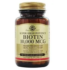 Вітамін Solgar Біотин (В7) 10 000 мкг, Biotin, 60 вегетаріанських капсул (SOL52387)