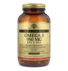 Жирные кислоты Solgar Рыбий Жир, Омега 3 (Omega-3 EPA, DHA), 950 мг, Тройная Сила, (SOL-02058)