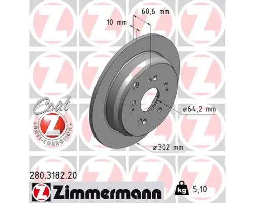 Тормозной диск ZIMMERMANN 280.3182.20