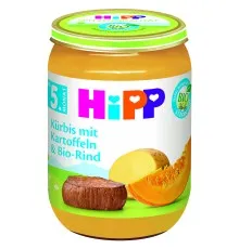 Детское пюре HiPP Organic Гарбуз та картопля з яловичиною, 190 г (4062300261532)