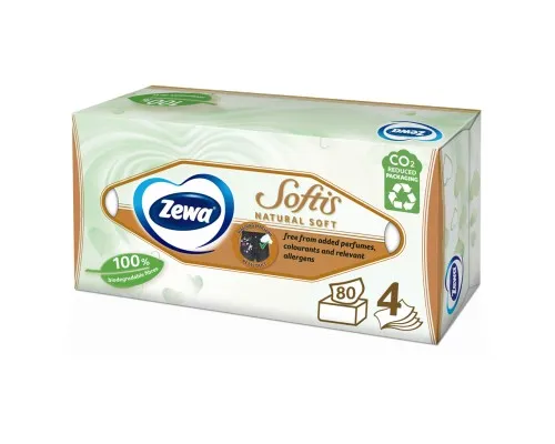 Серветки косметичні Zewa Softis Natural Soft 80 шт. (7322541351414)