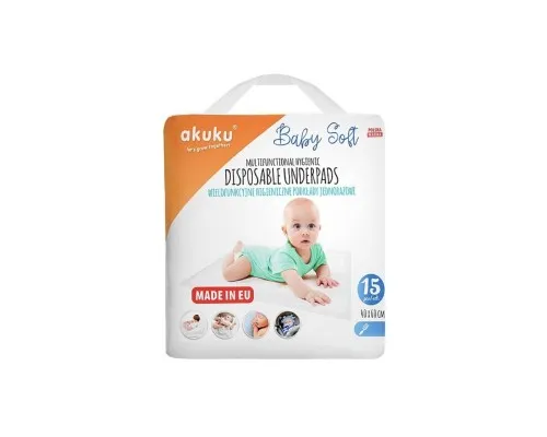 Пелюшки для малюків Akuku Baby Soft 40 x 60 см, 15 шт (A0500)