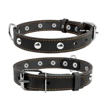 Нашийник для тварин Collar одинарний з прикрасами Ш 20 мм Д 32-40 см чорний (01351)