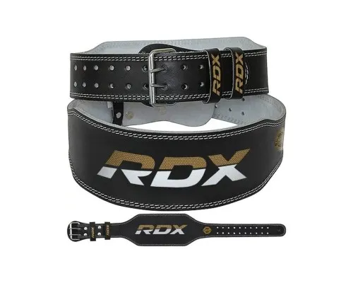 Атлетичний пояс RDX 6 шкіряний Black Gold 2XL (WBS-6RB-2XL)