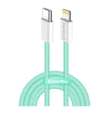 Дата кабель USB-C to Lightning 1.0m 27W green ColorWay (CW-CBPDCL061-G)