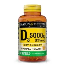 Вітамін Mason Natural Вітамін D3 5000 МО, Vitamin D3, 50 гелевих капсул (MAV15339)