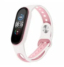 Ремешок для фитнес браслета BeCover Sport Style для Xiaomi Mi Smart Band 5 White-Pink (705174)