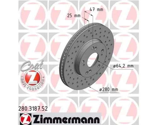 Тормозной диск ZIMMERMANN 280.3187.52