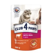 Вологий корм для кішок Club 4 Paws в соусі з телятиною 100 г (4820083908965)
