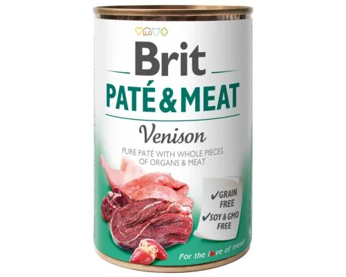 Консерви для собак Brit Pate and Meat зі смаком оленини та курки 400 г (8595602530328)