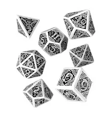 Набір кубиків для настільних ігор Q-Workshop Celtic 3D Revised White black Dice Set (7 шт) (SCER02)