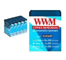Стрічка до принтерів 6.35мм х 15м STD к. Black*5шт WWM (R6.15S5)