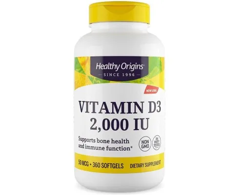 Вітамін Healthy Origins Вітамін D3 2000 IU, 360 желатинових капсул (HO15378)