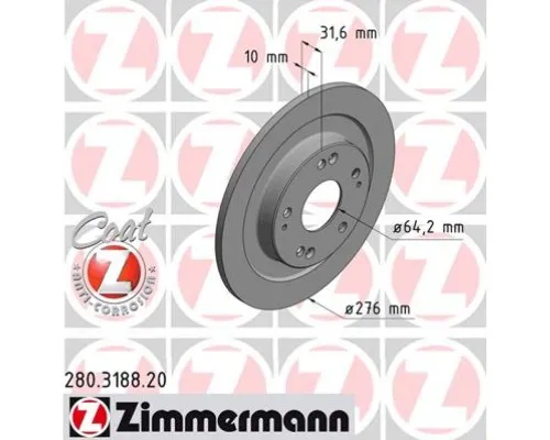 Гальмівний диск ZIMMERMANN 280.3188.20