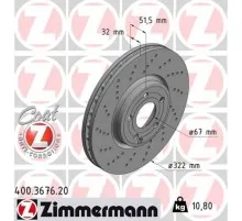 Гальмівний диск ZIMMERMANN 400.3676.20