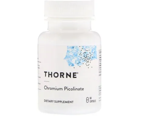 Минералы Thorne Research Хром Пиколинат 500 мкг, Chromium Picolinate, 60 капсул (THR-25502)