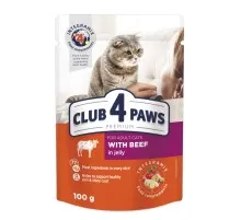 Вологий корм для кішок Club 4 Paws в желе з яловичиною 100 г (4820215364409)