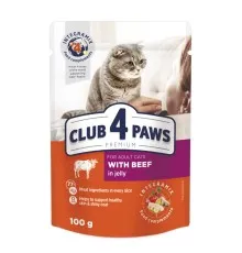 Влажный корм для кошек Club 4 Paws в желе с говядиной 100 г (4820215364409)