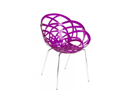 Кухонний стілець PAPATYA flora ml сидіння прозоро-пурпурове, колір 28, хромовані ніжк (2960)