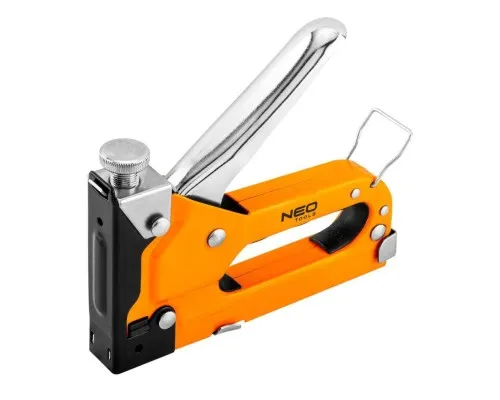 Степлер будівельний Neo Tools 4-14 мм, тип скоб J/53, регулювання забивання скоб (16-032)