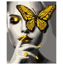 Картина по номерам Santi Девушка с золотой бабочкой алмазная мозаика (954674)