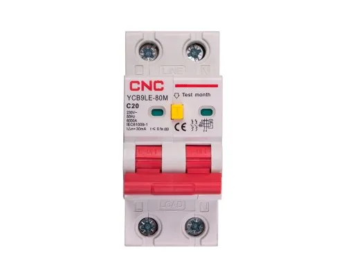 Дифференциальный автоматический выключатель CNC YCB9LE-80M 2P C20 6000A 30mA (NV821884)