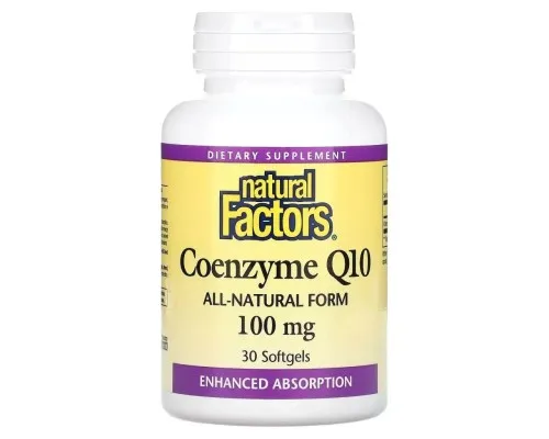 Антиоксидант Natural Factors Коэнзим Q10, 100 мг, Coenzyme Q10, 30 гелевых капсул (NFS-02070)