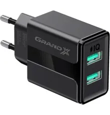 Зарядное устройство Grand-X 5V 2,4A USB Black (CH-15B)