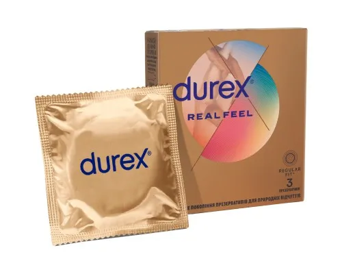 Презервативи Durex Real Feel з синтетичного латексу (безлатексні) 3 шт. (5052197026689)