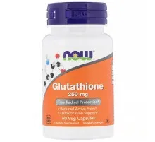 Аминокислота Now Foods Глутатион, Glutathione, 250 мг, 60 вегетарианских капсул (NOW-00096)