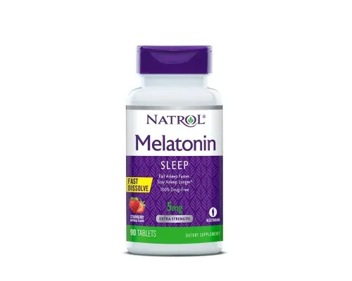 Амінокислота Natrol Мелатонін 5 мг, швидкорозчинний, смак полуниці, Melatonin (NTL-05865)