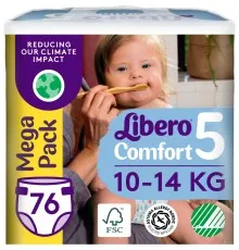 Підгузки Libero Comfort Розмір 5 (10-14 кг) 76 шт (7322541756912)