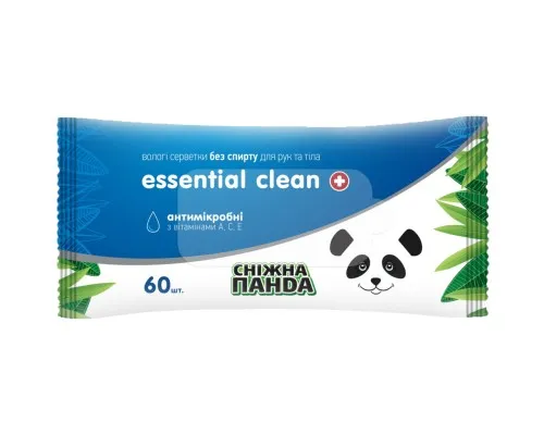 Влажные салфетки Сніжна Панда Essential Clean Витамины 60 шт. (4820183970527)