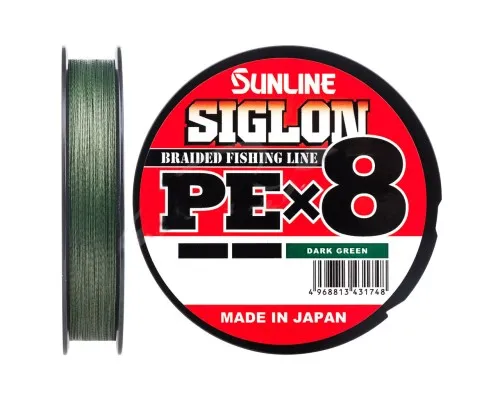 Шнур Sunline Siglon PE х8 300m 2.5/0.270mm 40lb/18.5kg Dark Green (1658.10.47)