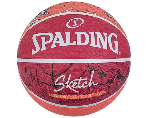 Мяч баскетбольный Spalding Sketch Drible червоний, білий Уні 7 84381Z (689344406145)